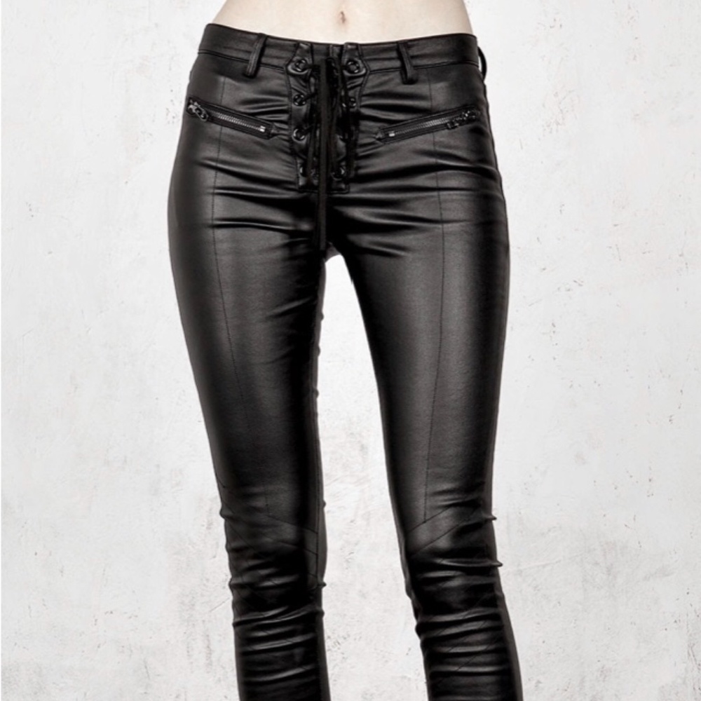 Black Faux Leather Trousers/Pants